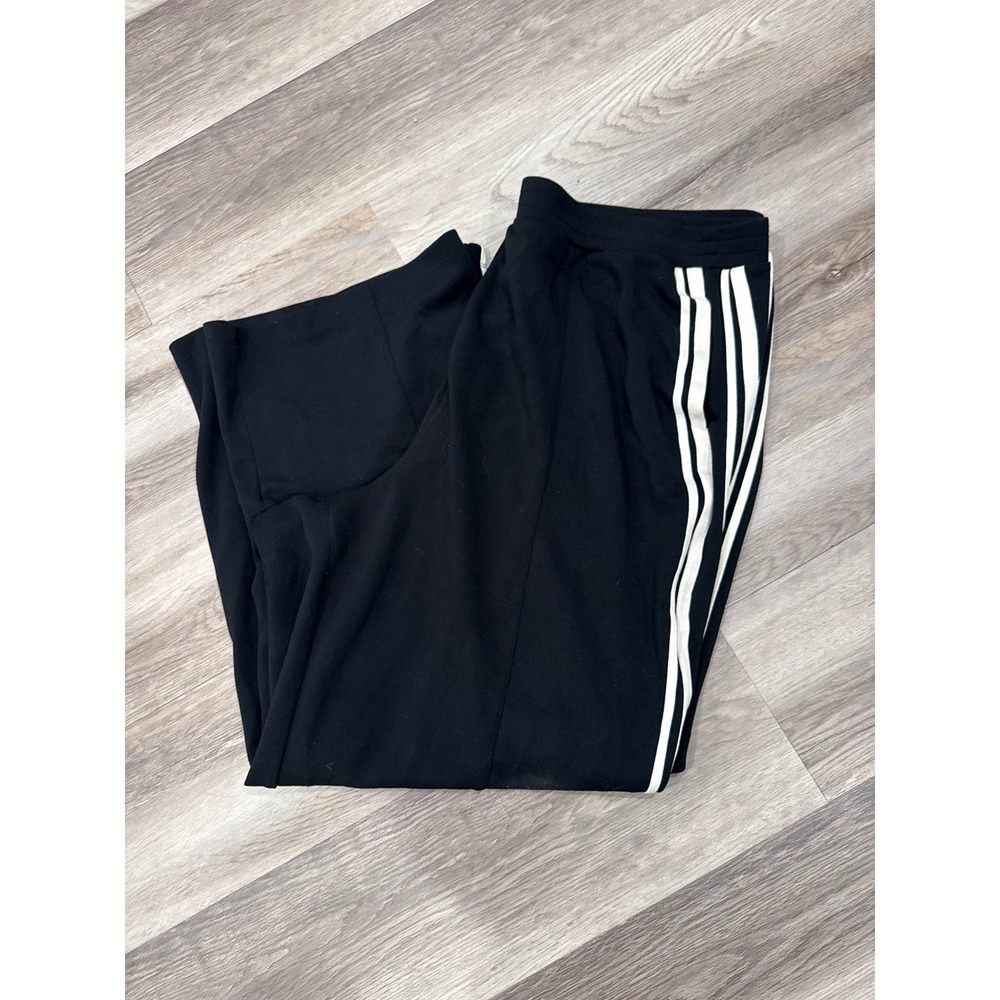 Torrid Active Black Wide Leg Track Pants White Side Stripe Zip Hem Womens 3R 3X